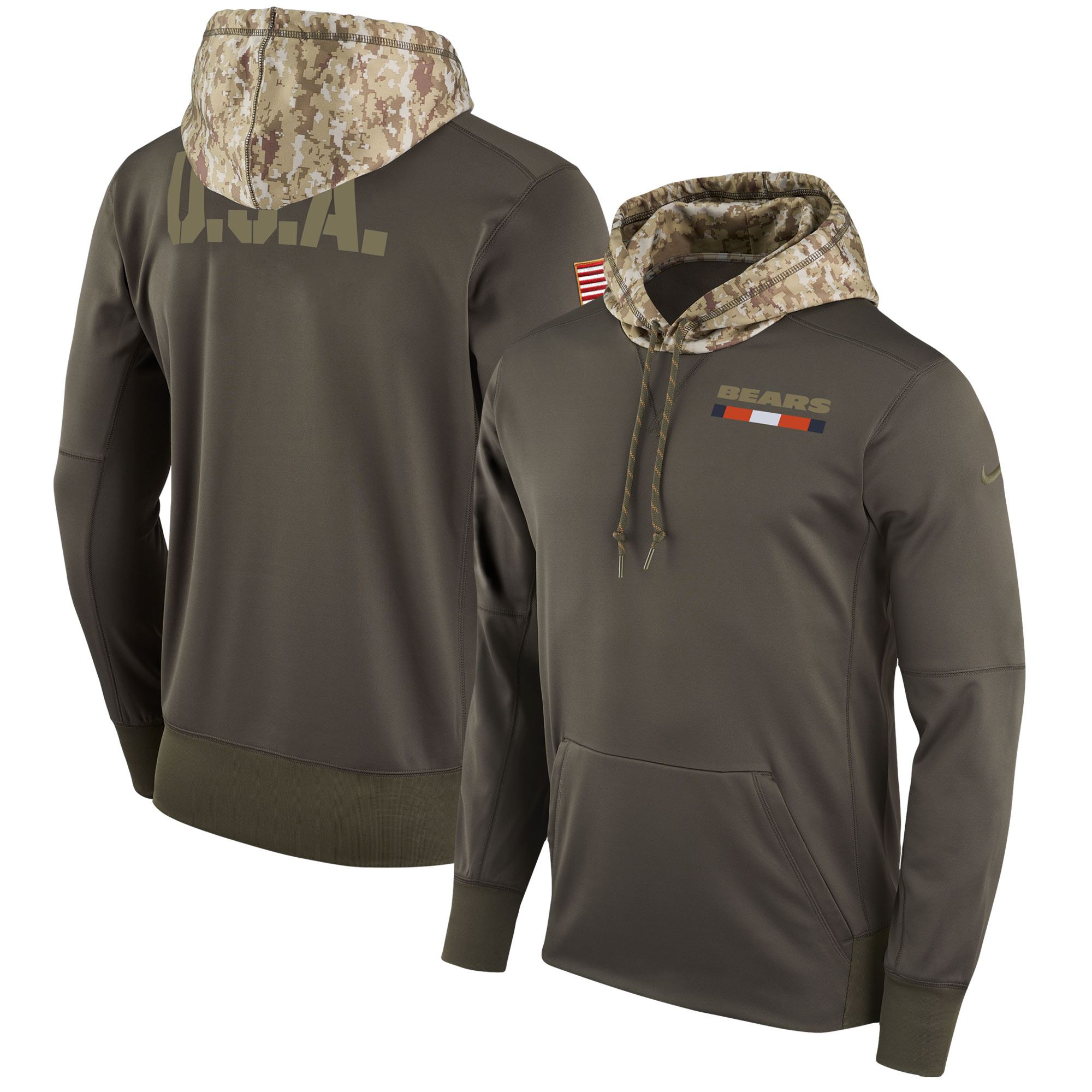 Men NFL Chicago Bears Nike Olive Salute To Service Hoodie Green->chicago bears->NFL Jersey